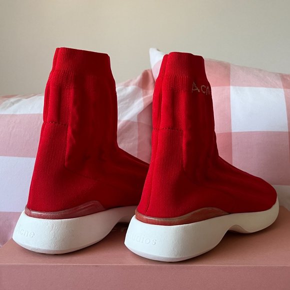 Acne Studios red high top sock sneakers - Picture 3 of 5